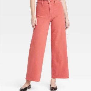 NWT Light Red Women's High-Rise Sailor Wide Leg Ankle Jeans - Universal Thread™